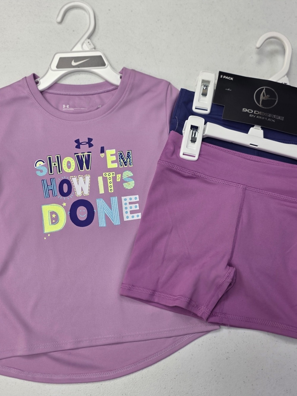 Under Armour Girls Purple Graphic Active Top & Shorts Set
